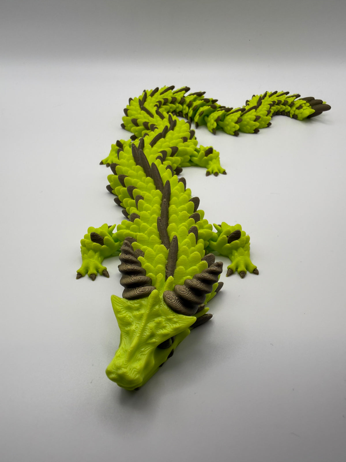 Longhorn Dragon Flexi – Lime & Black, 3D printed by 3D&ME in Tralee