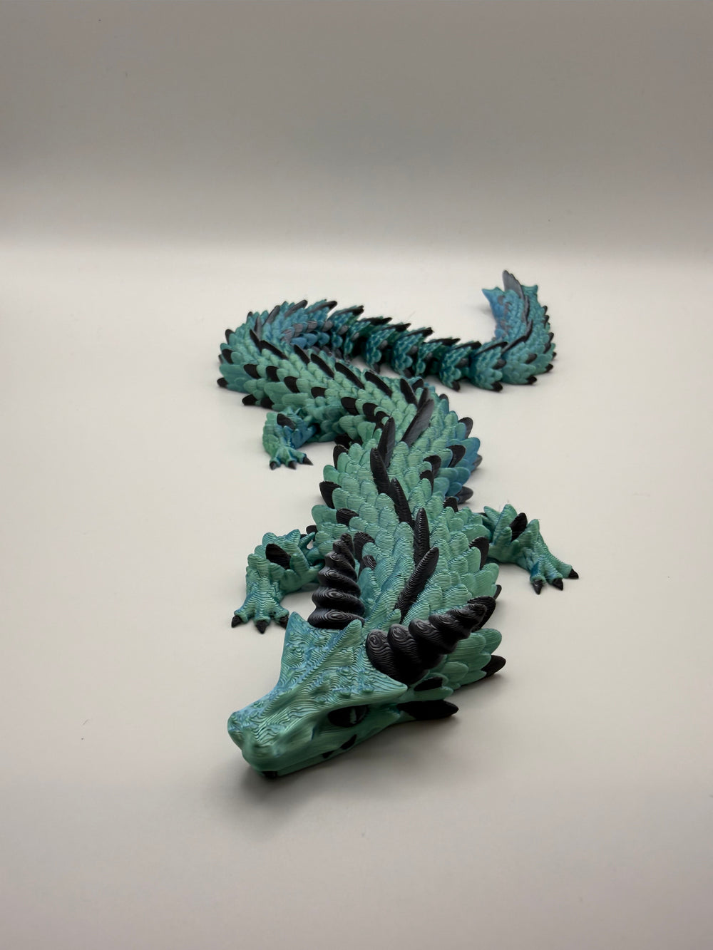Longhorn Dragon Flexi – Mint & Black, 3D printed by 3D&ME in Tralee