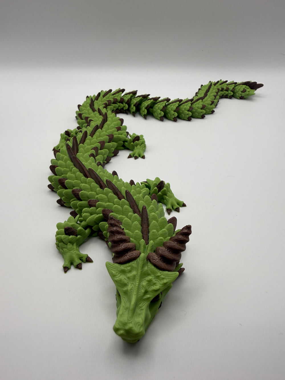 Longhorn Dragon Flexi – Olive & Black, 3D printed by 3D&ME in Tralee
