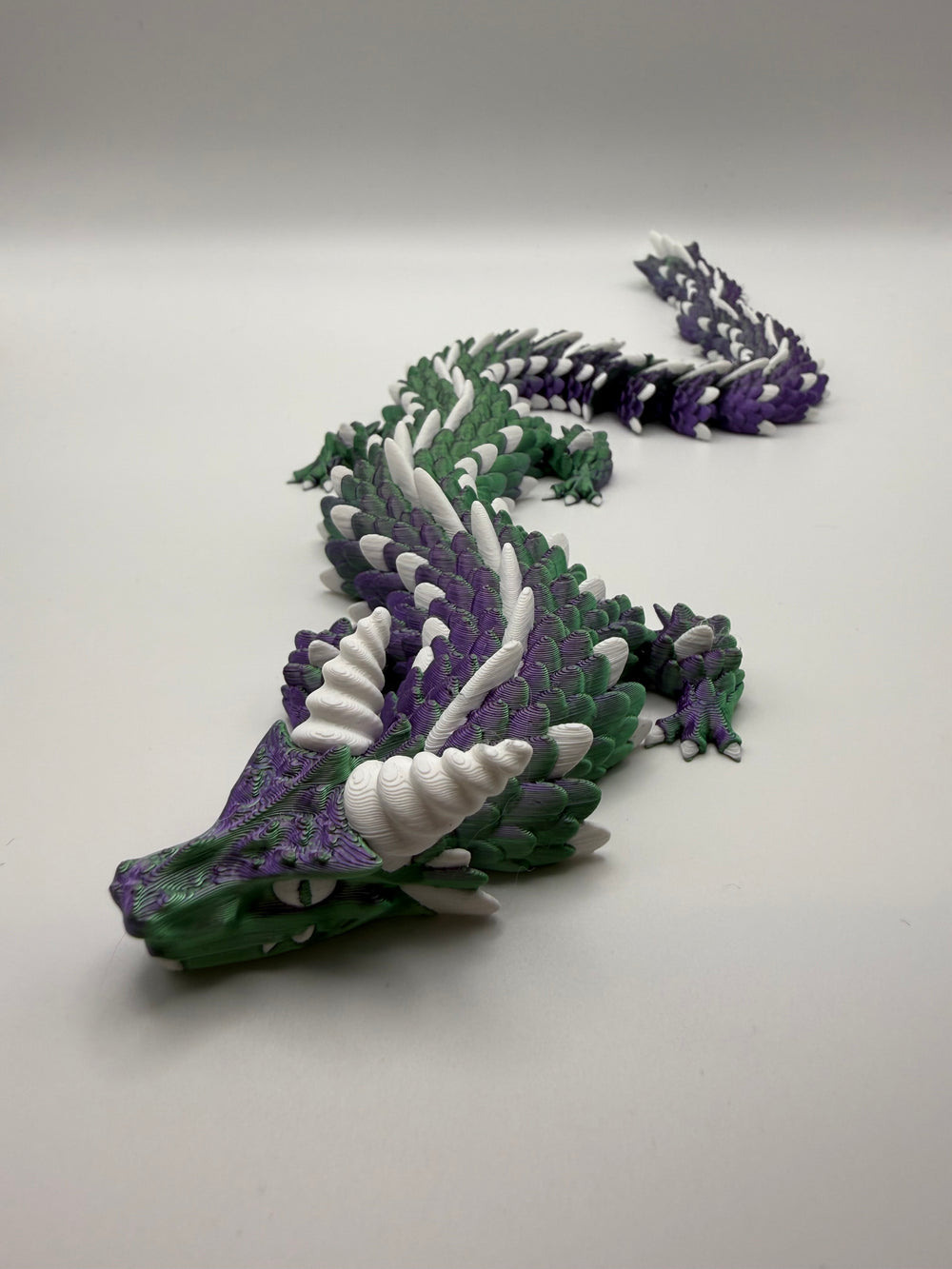 Longhorn Dragon Flexi – Purple & Green, 3D printed by 3D&ME in Tralee