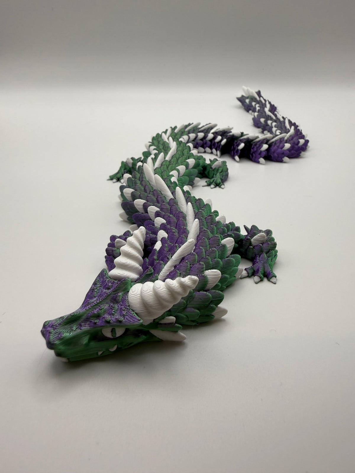 Longhorn Dragon Flexi – Purple & Green, 3D printed by 3D&ME in Tralee