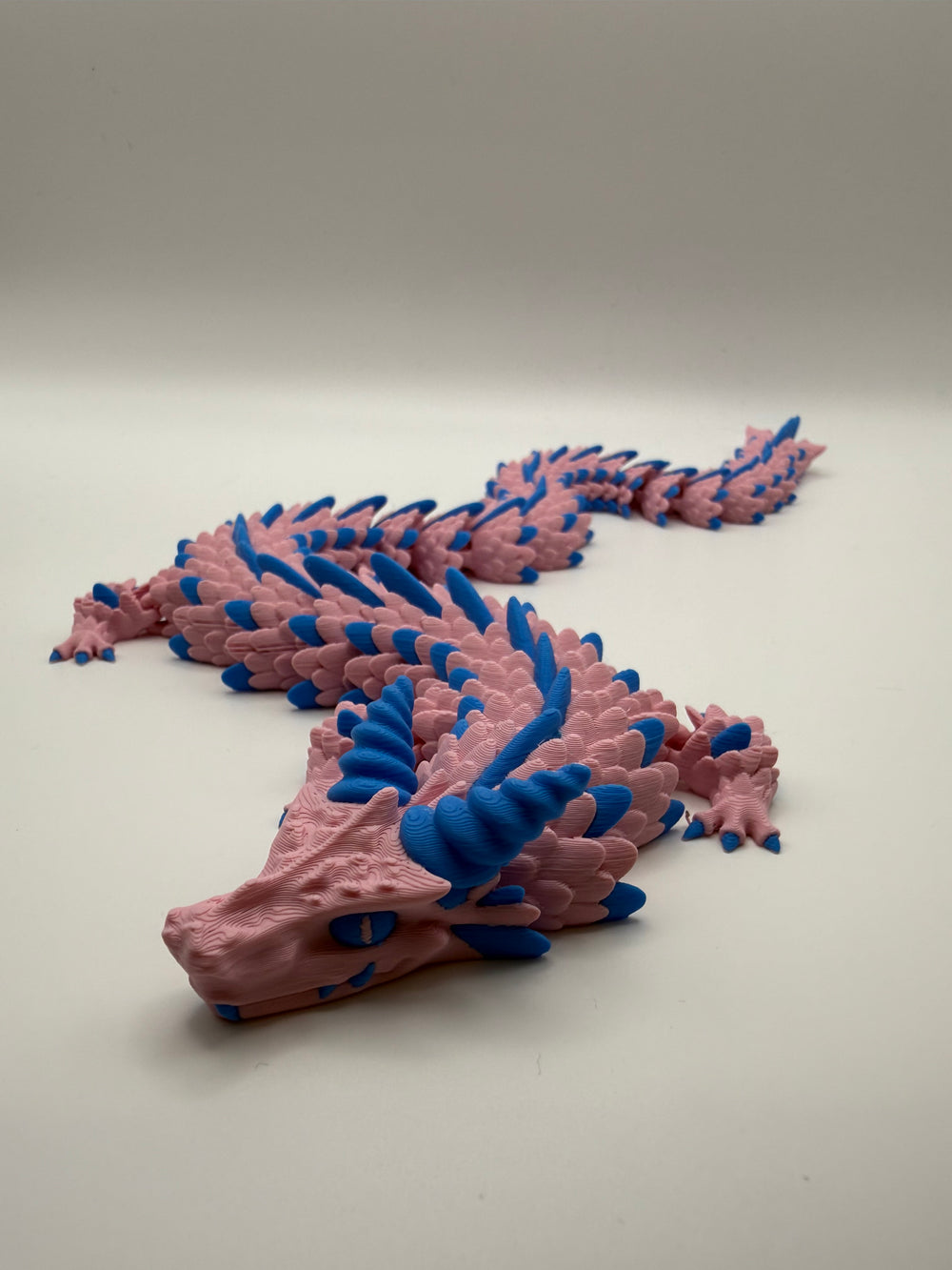 Longhorn Dragon Flexi – Rose & Blue, 3D printed by 3D&ME in Tralee