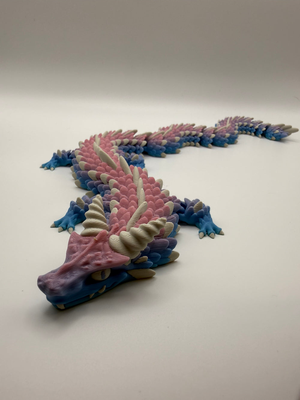 Longhorn Dragon Flexi – Rose & Blue, 3D printed by 3D&ME in Tralee