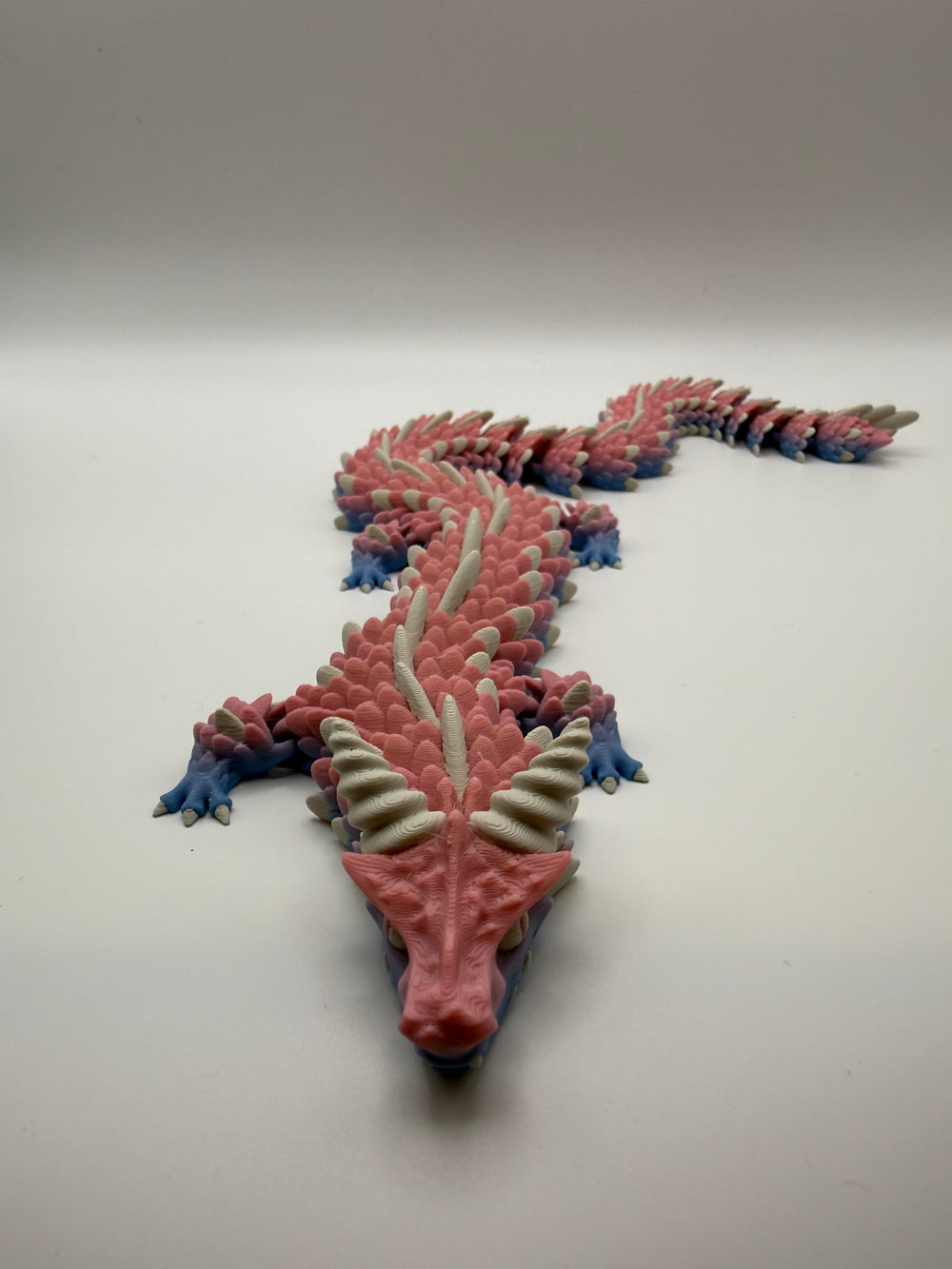 Longhorn Dragon Flexi – Rose & Blue, 3D printed by 3D&ME in Tralee