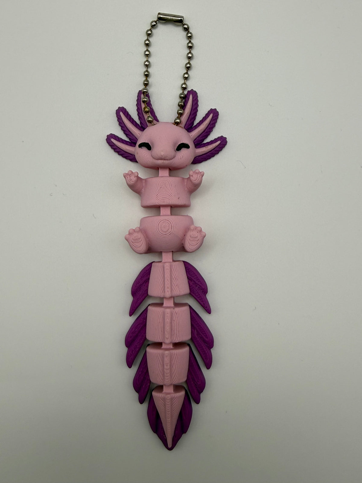 Articulated Animal & Character Keyrings – Pink Axolotl, 3D printed by 3D&ME in Tralee