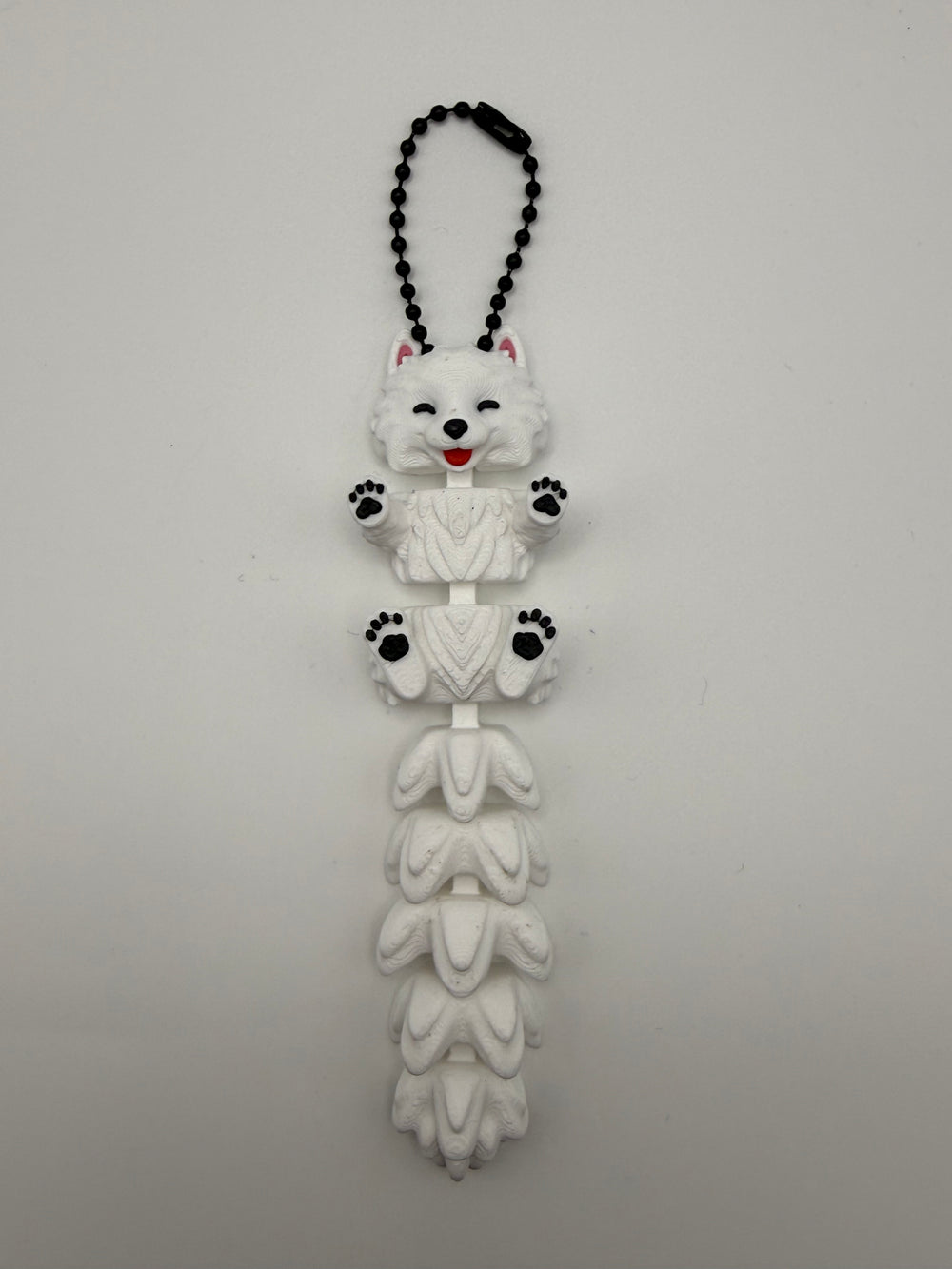 Articulated Animal & Character Keyrings – White Cat, 3D printed by 3D&ME in Tralee
