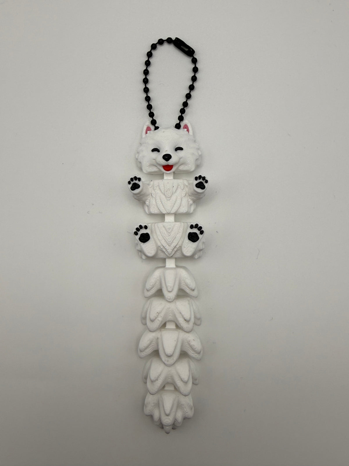 Articulated Animal & Character Keyrings – White Cat, 3D printed by 3D&ME in Tralee