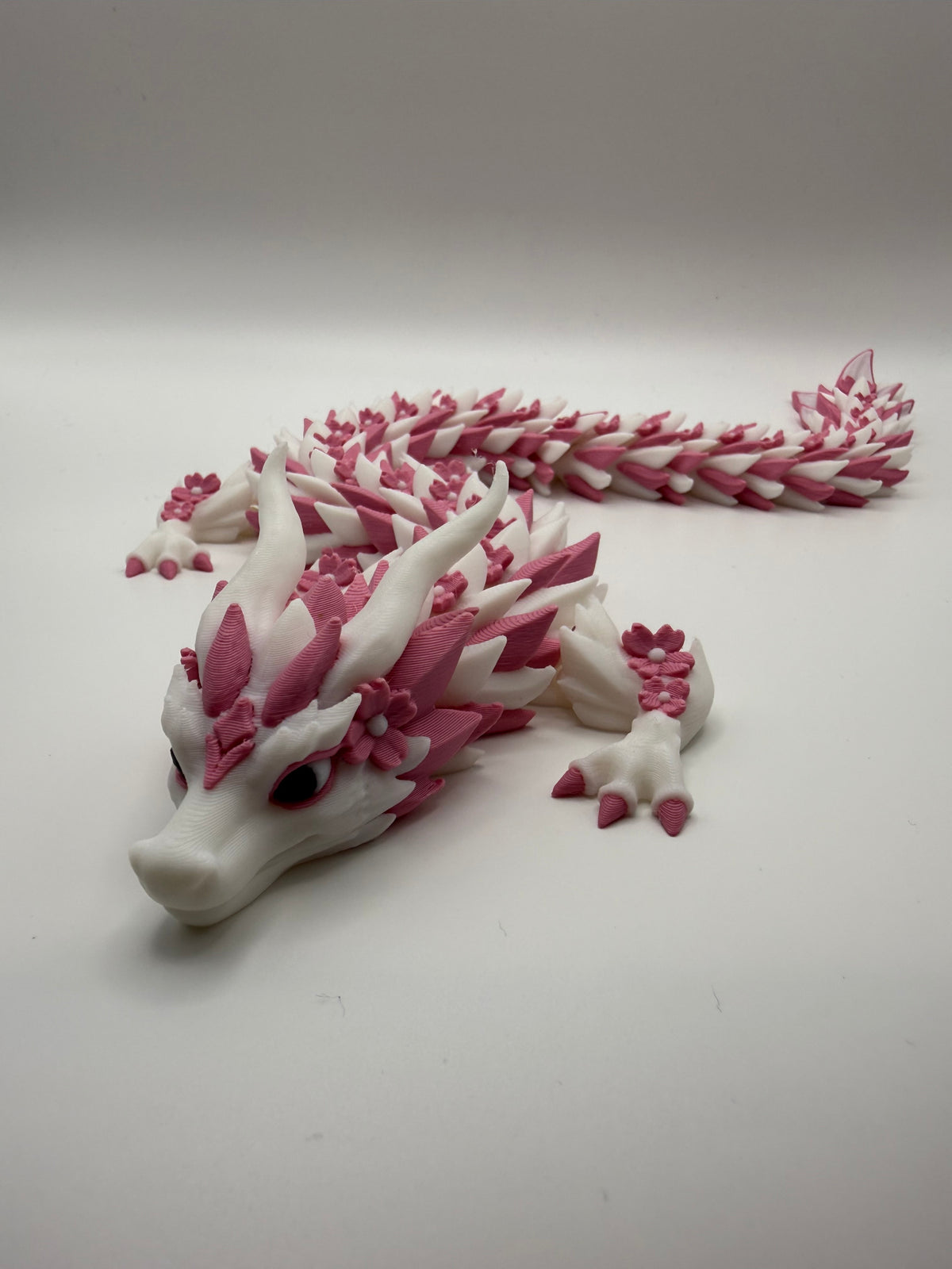Blossom Dragon Flexi – White & Rose, 3D printed by 3D&ME in Tralee
