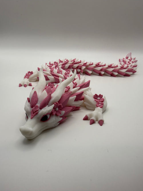 Blossom Dragon Flexi – White & Rose, 3D printed by 3D&ME in Tralee