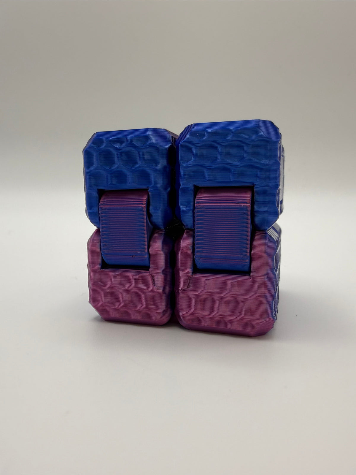 Infinity Cube Fidget – Textured Blue & Purple, 3D printed by 3D&ME in Tralee