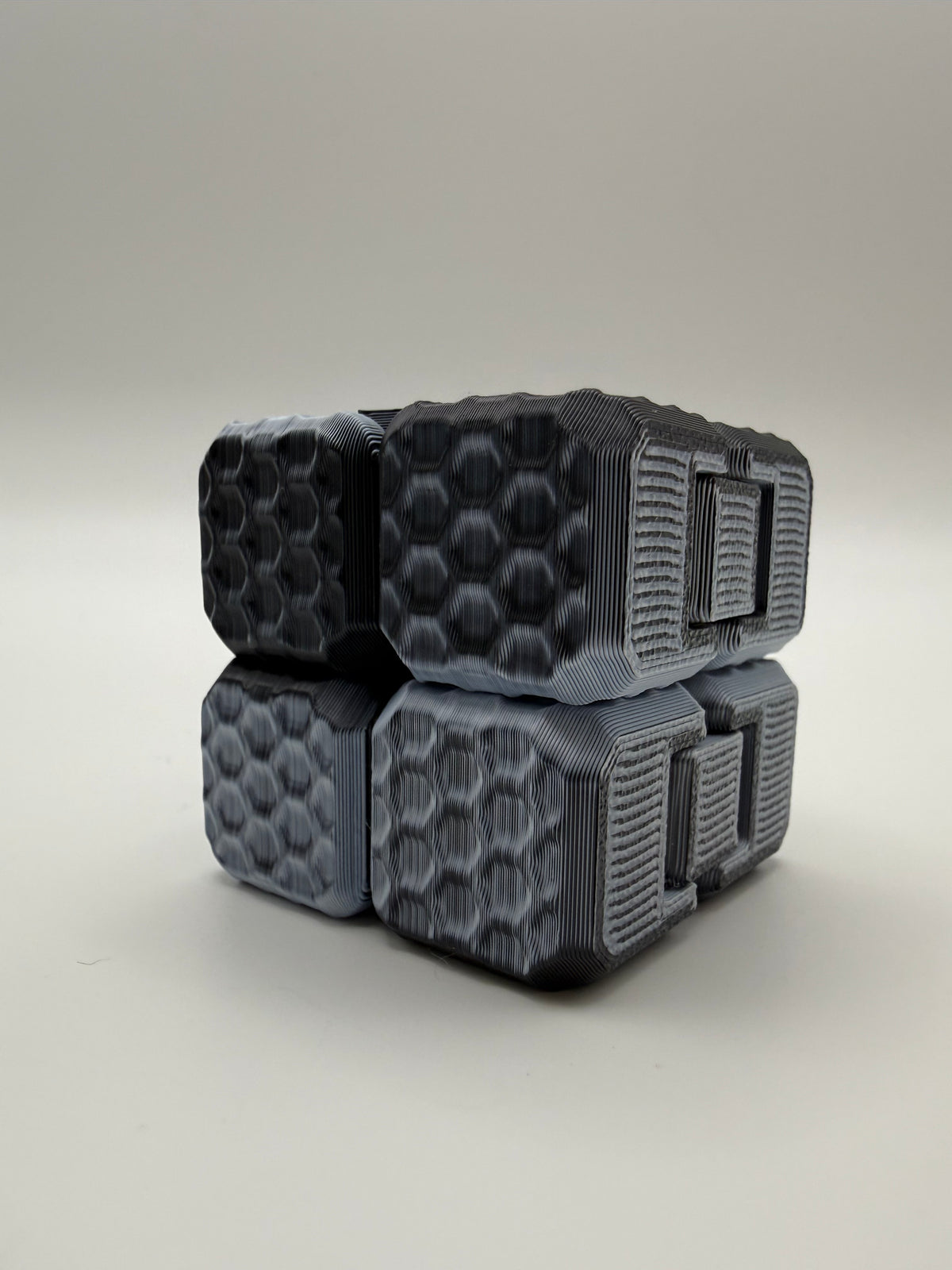 Infinity Cube Fidget – Textured Graphite, 3D printed by 3D&ME in Tralee