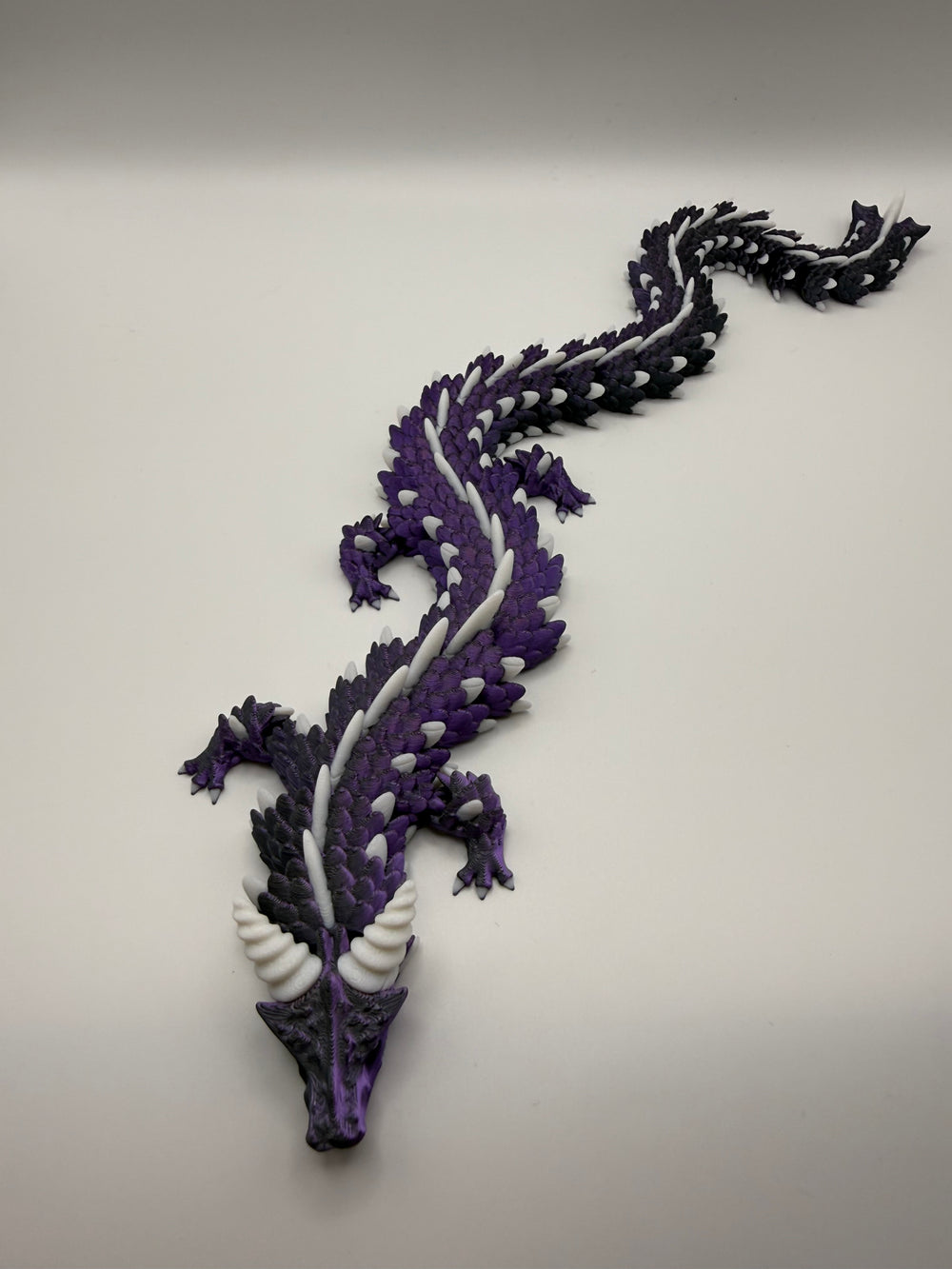 Longhorn Dragon Flexi – Purple & White, 3D printed by 3D&ME in Tralee