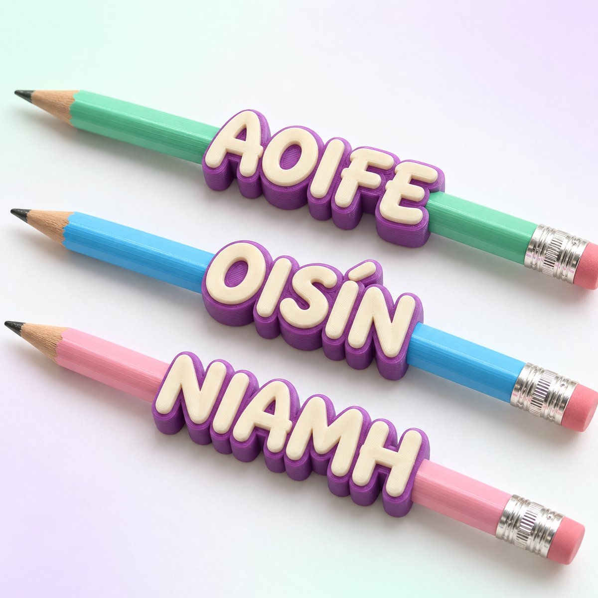 Personalised Pencil Name Tags with Irish names