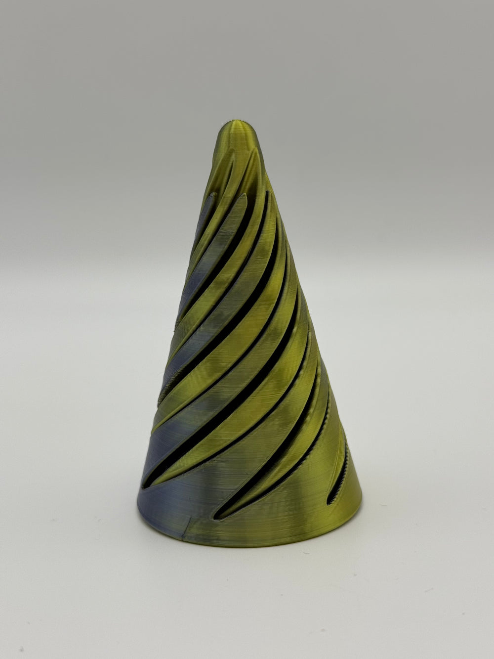 Spiral Cone Fidget – Olive Gold, 3D printed by 3D&ME in Tralee